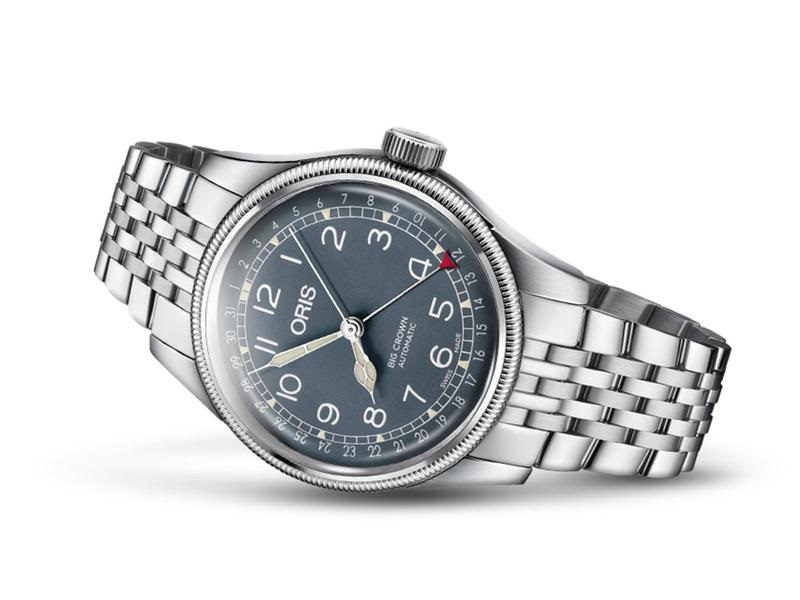 Oris Big Crown Pointer date bracciale acciaio quadrante blu